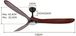 Moderne plafondventilator 178 cm met dimbare LED-verlichting, afstandsbediening, app-compatibel en omkeerbare motor — thumbnail 2