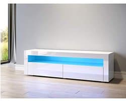 Televisietafel met LED-verlichting en hoogglans afwerking - 155 x 40 x 45 cm