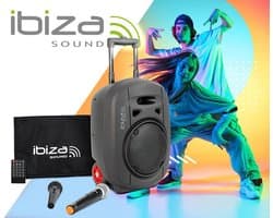 Ibiza PORT8UHF-MKII-TWS - draagbaar geluidssysteem met TWS en UHF-microfoon - 8 inch - Bluetooth - MP3 - artiesten - TWS-stereo