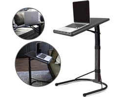 QUVIO Inklapbare bijzettafel voor laptop / In hoogte verstelbaar / Inklapbaar / Laptopstandaard / Laptoptafeltje / Makkelijk aan te schuiven bij de bank - Grijs