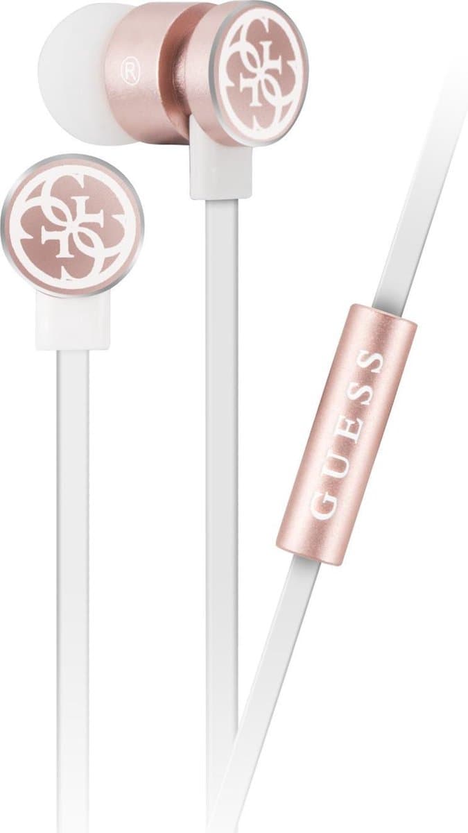 Guess in-ear stereo oordopjes wit en licht roze - bedraad — afbeelding 1