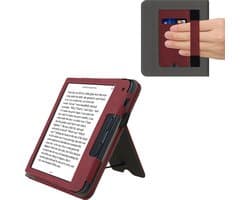 kwmobile e-reader hoesje geschikt voor Kobo Libra 2 hoes - E reader flip case van kunstleer - Ereader cover met stand - In donkerrood