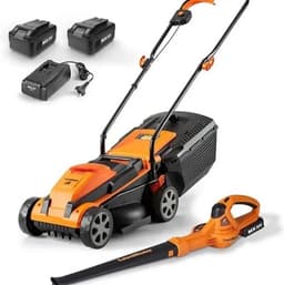 Thuys – Accu Grasmaaier – Elektrisch – Inclusief 2 Accu’s – Grastrimmer – Gratis Bladblazer – Draadloos – 33cm Maaibreedte – 1200W – Oranje — thumbnail 1