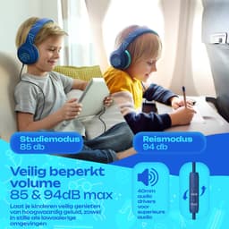 PowerLocus PLED Wired Kinder Koptelefoon met Draad - Koptelefoon voor kinderen - Veilig volume van 85dB en 94dB - Hoofdtelefoon - Met microfoon - Sharing Audio Functie - Blauw — thumbnail 6