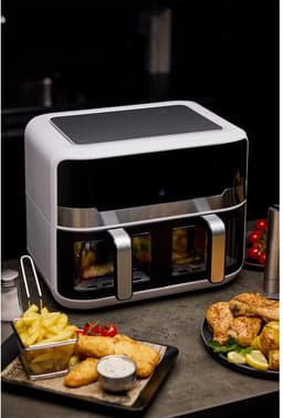 White-label® Dubbele Airfryer XXXL - Duo Heteluchtfriteuse - Geschikt voor Accessoires - 9L - Zilver — thumbnail 3