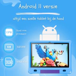CosmoToys® Kids Tablet - Kindertablet - Tablet Kinderen - Vanaf 3 Jaar - Speelgoed voor in de Auto & Onderweg - 10 Inch - Android 12 - Ouderlijk Toezicht - 6000 mAh - Blauw — thumbnail 2