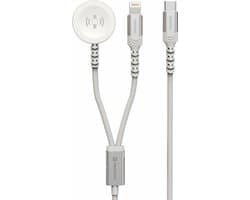 Swissten Draadloze 2 in 1 Magnetische Oplader - Geschikt voor Apple Watch en iPhone - Lightning - 1.2M - Wit