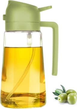 Flow Goods 2-in-1 Olijfolie Sprayer – Groen - Olijfolie Fles met Giet- en Sprayfunctie - Navulbaar Olie Glas – 470 ML – Cooking Spray - BBQ Accesoires – Airfryer — thumbnail 1