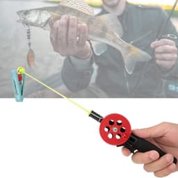 2 stuks Kinderhengel - ABS-krab ijshengels stang - 45 m nylon koord met garnalenklemmen - willekeurige kleur . — thumbnail 2
