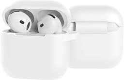 Case - Geschikt voor Apple AirPods 4 - Siliconen Hoes met Clip - Silicone Hoesje Cover - Wit — thumbnail 1