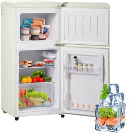 Sweiko 2-deurs Koelkast, totaal volume 60 liter, vriesvolume 22 liter, 102 kWh/jaar, -27°C ∽ 13°C, LED-verlichting, melkwit, Energieklasse E — thumbnail 1
