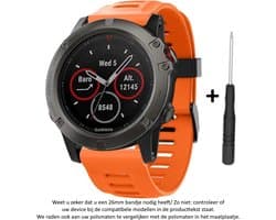 Oranje Siliconen Horlogebandje 26mm geschikt voor Garmin Fenix 3 / 3 HR / 3 Sapphire, Garmin Fenix 5x, Garmin D2 & Garmin Quatix 3 – NIET Quickfit Compatibel – 26 mm orange smartwatch strap - band - Maat: zie maatfoto