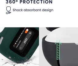 kwmobile cover voor oordopjes case - geschikt voor JBL Live Flex 3 / Live Buds 3 / Live Beam 3 - Trendy beschermhoes draadloze oordopjes in donkergroen — thumbnail 2