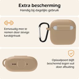 Hoesje - Geschikt voor Apple AirPods 4 - met Clip - Siliconen Hoes - Silicone Case Cover - Zand — thumbnail 5