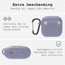 Case - Geschikt voor Apple AirPods 4 - Siliconen Hoes met Clip - Silicone Hoesje Cover - Lila — thumbnail 5