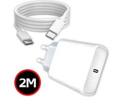 INFY 20W USB-C Snellader + 2m USB-C naar USB-C Kabel – Geschikt voor iPhone 15 & iPhone 16 en USB-C Toestellen – Wit