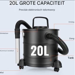 asstofzuiger - met HEPA-filtersysteem - roetzuiger - schoorsteenstofzuiger - voor grilloven - Metalen container van 20 liter - 1200 W vermogen - Zuigkracht van 16 kPa — thumbnail 2
