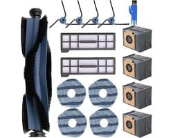 16 stuks reserveonderdeel voor Eufy X10 Pro Omni robotstofzuiger, 1 rolborstel, 4 zijborstels, 2 filters, 4 dweilpad, 4 stofzak, 1 reinigingsborstel