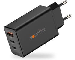 Voltière 65W Snellader - USB-C/ USB-A Oplader geschikt voor iPhone, Android, Macbook & Laptops - 2x USB-C & 1x USB-A 3.0 Adapter