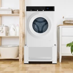 Wasmachine Verhoger - Dubbel - Wasmachine opbouwmeubel - Tot 150kg - Wasmachine Kast - Wasmachine Sokkel Universeel Wit — thumbnail 4