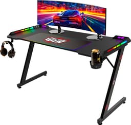 For The Win Gaming Bureau met LED Verlichting - 140x74x60 cm - Game Bureau - Incl. RGB Muismat - Gaming Desk - Computer Tafel - Gaming Tafel — thumbnail 1