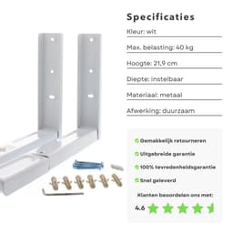 Magnetron Beugel Wit - Magnetron Beugels - Ophang Steunen - Ophangbeugel - Magnetron Ophangen - Verstelbare Wandmontage - Max 40 kg - Ruimtebesparend - Inclusief EBOOK — thumbnail 6