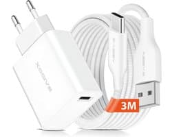 Power Adapter met Lange USB-C Kabel 3 Meter - 18W - Quick Charge