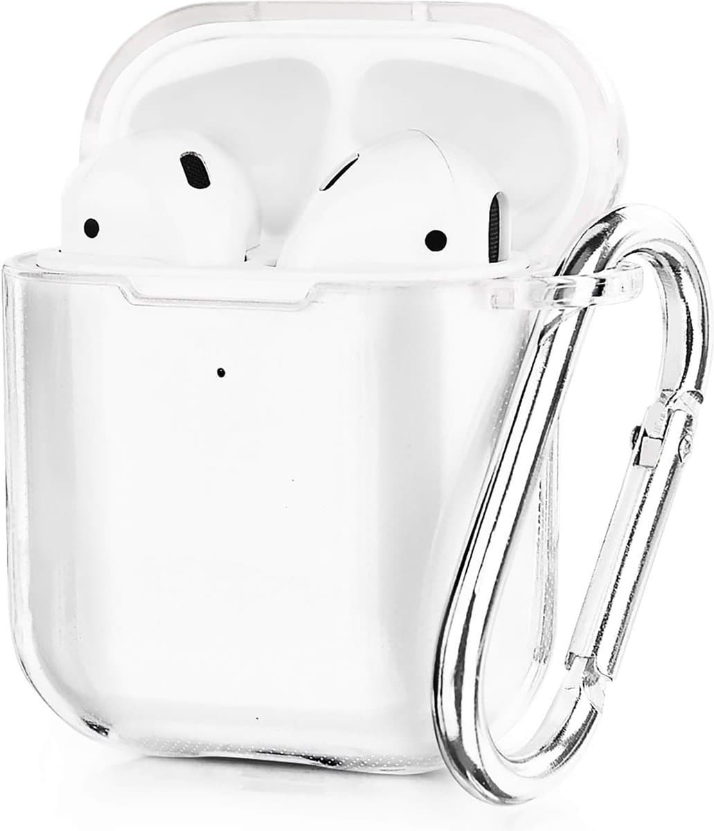 Cazy siliconen Hoesje geschikt voor Apple Airpods 1/2 - Inclusief karabijnhaak - Beschermt tegen krassen en stoten - Transparant — afbeelding 1
