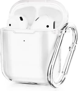 Cazy siliconen Hoesje geschikt voor Apple Airpods 1/2 - Inclusief karabijnhaak - Beschermt tegen krassen en stoten - Transparant — thumbnail 1