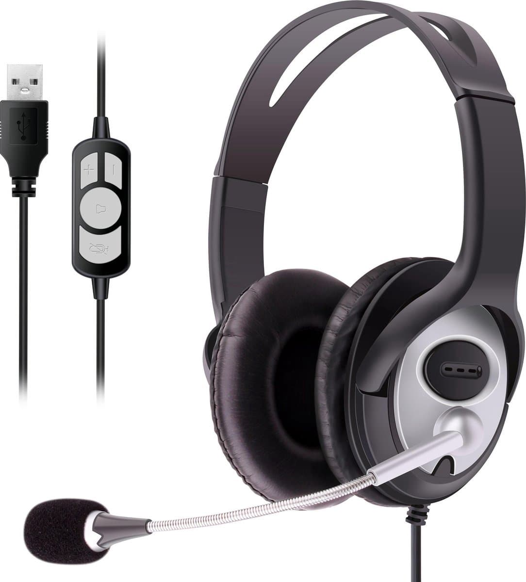 USB Headset Koptelefoon met Microfoon voor Thuiswerken en Gaming op PC, Laptop, Gameconsole en Tablet — afbeelding 1