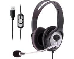 USB Headset Koptelefoon met Microfoon voor Thuiswerken en Gaming op PC, Laptop, Gameconsole en Tablet