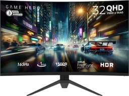 GAME HERO® Curved QHD VA Gaming Monitor - 32 inch - 165hz - 1ms — thumbnail 1