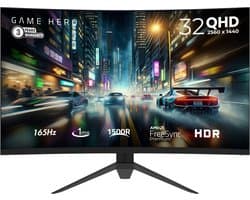 GAME HERO® Curved QHD VA Gaming Monitor - 32 inch - 165hz - 1ms