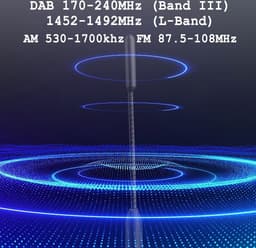 Digitale radio antenne voor auto met versterker - DAB+ FM/AM dakantenne met SMB-stekker DIN adapter - 5m kabel — thumbnail 3
