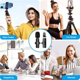 ThunderGold Draadloze Microfoon - 2 stuks - Microfoon Draadloos - Dasspeld Microfoon Draadloos - Microfoon Bluetooth - Lavalier Microfoon - USB-C & 8-pins ontvanger - Geschikt Voor Alle Telefoons — thumbnail 4