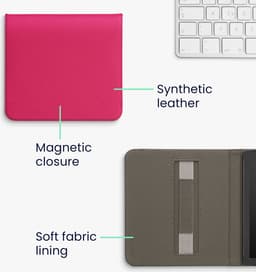 kwmobile flip cover geschikt voor Kobo Libra Colour - Case met magnetische sluiting en handvat - Hoes voor e-reader in neon roze - design — thumbnail 4