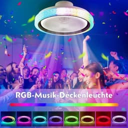RGB Ventilator Lamp - Plafondventilator Met Speaker - Dimbaar - 6 Standen Ventilator - Wit - Keuken Lamp - Woonkamerlamp - Moderne lamp — thumbnail 4