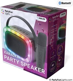 PartyFunLights mini karaoke set party speaker met microfoon zwart - Discoverlichting - Draadloos - Voor volwassenen en kinderen — thumbnail 2