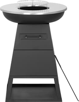 Bali OUTDOORS 3-in-1 Grillring BBQ en Plancha Grill en Vuurkorf– Staand Vuurschaal BBQ met Brandhout Opslagplaats - RVS ronde Teppanyaki Bakplaat - Houtskoolbarbecue – Buitenkeuken – Metaal – Zwart – Ø 58.5x H83cm — thumbnail 1