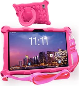 AngelTech Kindertablet XL PRO II - Android 16 - 6+8GB RAM – 128+64GB – Snelle 10 inch Kindertablet – Vanaf 3 Jaar – 100%Kidsproof – Ouderlijk Toezicht - 360° Fidgy Beschermhoes – Roze — thumbnail 1