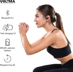 Voltma Active Beats - Open Ear Hoofdtelefoon met Air Conduction - Bluetooth 5.3 Sport Headset - Koptelefoon IPX45 Waterdicht - 6 Uur Speeltijd - Snelladen - Open Ear Comfort Draadloze Oortjes voor Sport en Fitness - geschikt voor Android, iOs Oranje — thumbnail 4