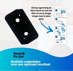 Fixem Geschikt voor Bosch Siemens 12007650 Droger filter van condensor wasdroger droogkast schuimfilter - 230x125x20 mm - 2 Stuks — thumbnail 4