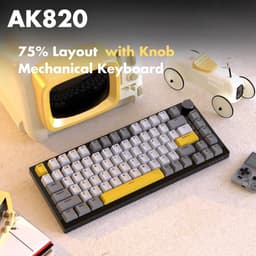Ajazz AK820 - 75% Bedraad RGB Gaming Toetsenbord - Mechanisch - Gasket - Hot Swap - Volumeknop - QWERTY Toetsenborden- 82 Keys - Maanlicht geel — thumbnail 3