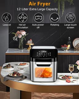 Royalty Line® AFO12601 Airfryer Oven - Airfryer XXL - 12 Liter Heteluchtoven met 12 Programma's - Touch Display Heteluchfriteuse - 1800W - Zwart / RVS — thumbnail 6