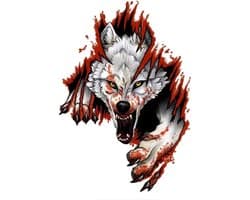 Stickers - 1 stuks - Rechts Sticker - autosticker - Bloed Wolf - PVC - kleur - 25 x 18 CM - Zelfklevend - Waterdicht - 3D Gepersonaliseerde - voor Laptop, Auto, Wand, WC etc