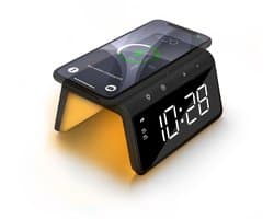 Caliber Wekker - Draadloze Oplader - Wake-up Light - Digitale wekker - Wekkers digitaal - Digitale klok - Zwart