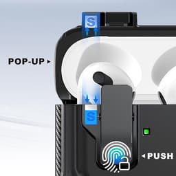 Ainy - PRO hardcase wit met telefoon houder - Geschikt voor Apple Airpods Pro 2 / Pro 1 | case met sleutelhanger | schokbestendig | Uitsparing voor oplaadpoort & draadloos opladen ondersteund | v cadeau — thumbnail 4