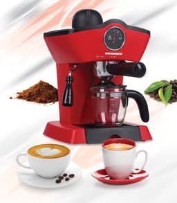 Heinner Retro Effect Espressomachine – 800W – 250 ml Capaciteit – 3,5 bar – Espresso & Cappuccino – Melkopschuimer – Frontale Thermometer – Filter voor 4 Kopjes – Rood — thumbnail 5