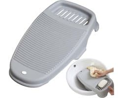 Wasbord - Mini-Handwasbord - Ondergoed Washboard - Washboard Voor Kinderen - Antislip - Huishoudelijk Gebruik Voor Studenten - Gebruikt Om Kleding En Kleine Artikelen - Met De Hand Te Wassen - Perfect Voor Kleding En Sokken Wassen - Kunststof - Grijs