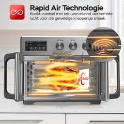 TurboTronic AFD32 Airfryer XXL en Oven – 12 Kookprogramma's – Vrijstaande Mini Oven – Instelbaar van 25 tot 230°C - 32L - Zilver — thumbnail 7